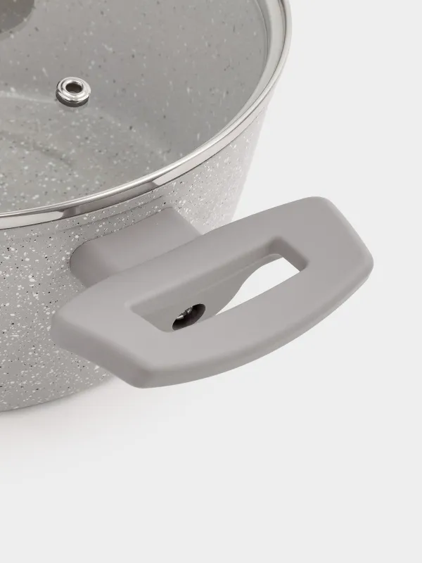 Кастрюля, 20 см, 2,3 л, с крышкой, с покрытием, алюминий, бежево-серая, Decision, image-1