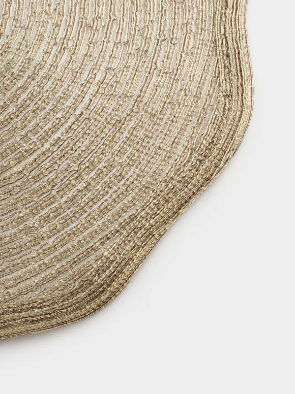 Салфетка под приборы, 38 см, полиэстер, фигурная, золотистая, Rotary shine, image-2
