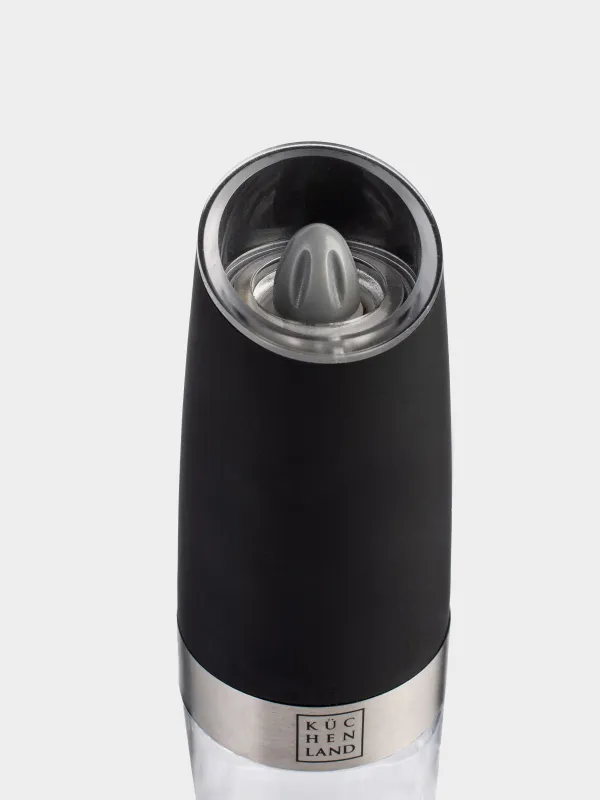 Мельница для специй, 20 см, гравитационная, пластик/акрил, LED W, черная, Spicy, image-3