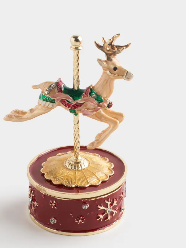 Статуэтка музыкальная, 10 см, заводная, Олень, Antique deer, image-2