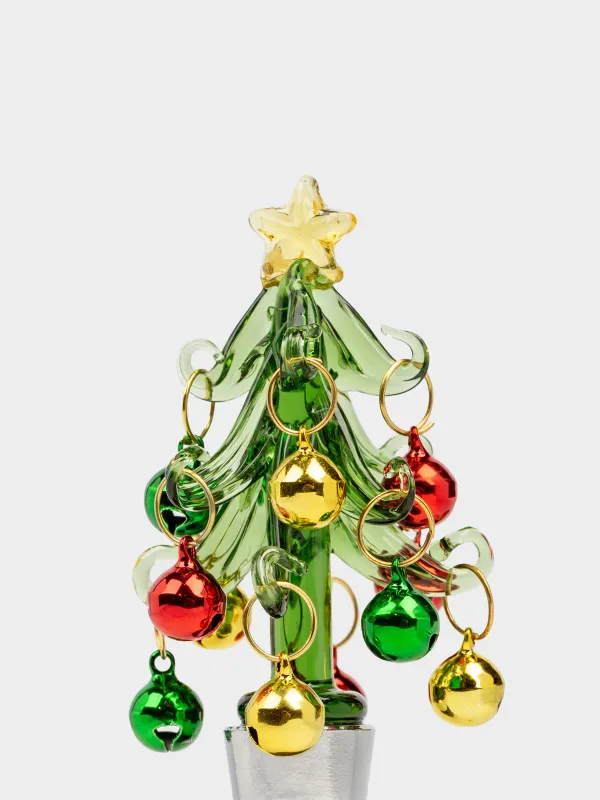Пробка для винной бутылки, 13 см, металл/стекло, зеленая, Елка, Christmas traditions, image-1