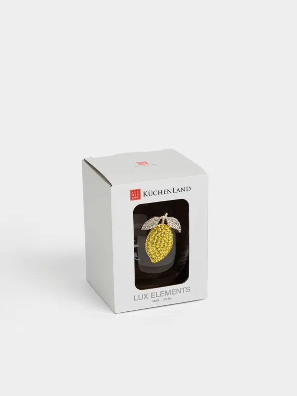 Стакан, 10 см, 520 мл, стекло/металл, Лимон, Lux elements, image-5