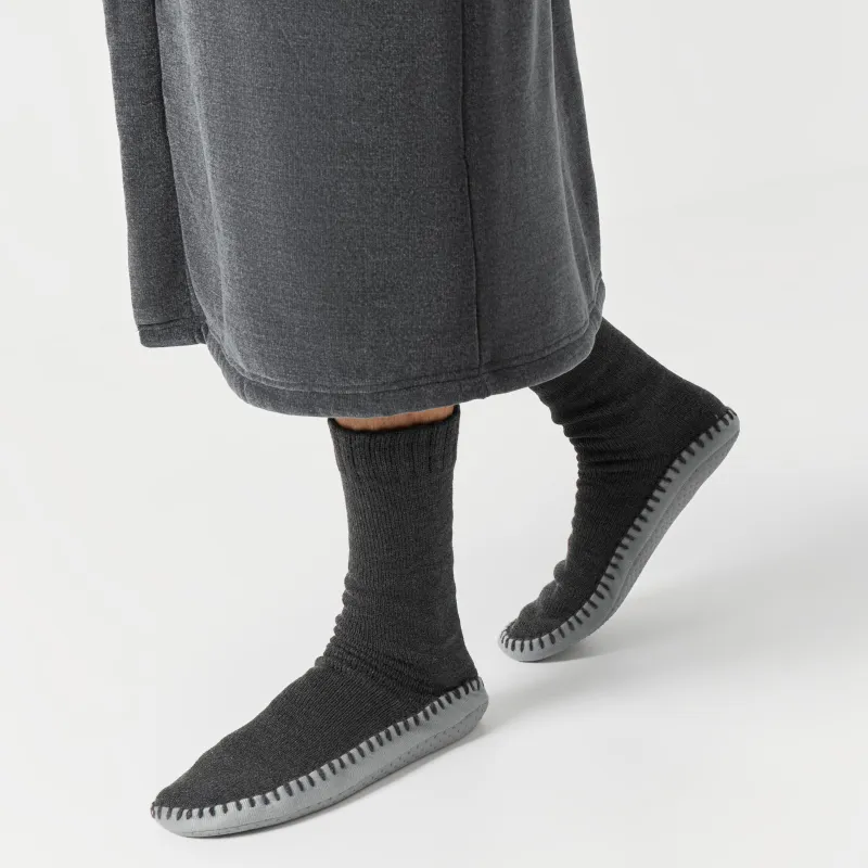 Тапочки-носки мужские, домашние, акрил/полиэстер, темно-серые, Hot winter