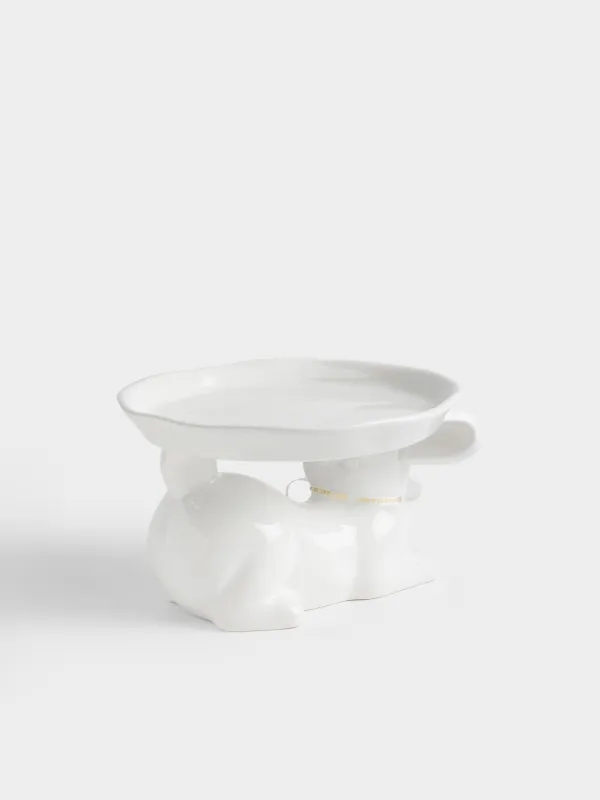 Блюдо на ножке, 20х13 см, керамика D, молочно-золотистое, Кролик, Rabbit gold, image-2