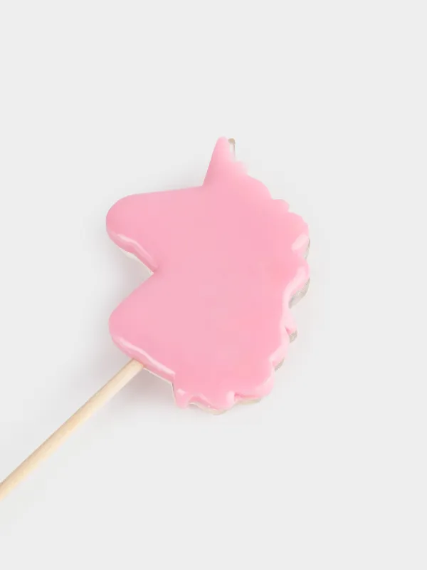 Леденец, 30 гр, погремушка, на палочке, изомальт, розовый, Единорог, Unicorn, image-3