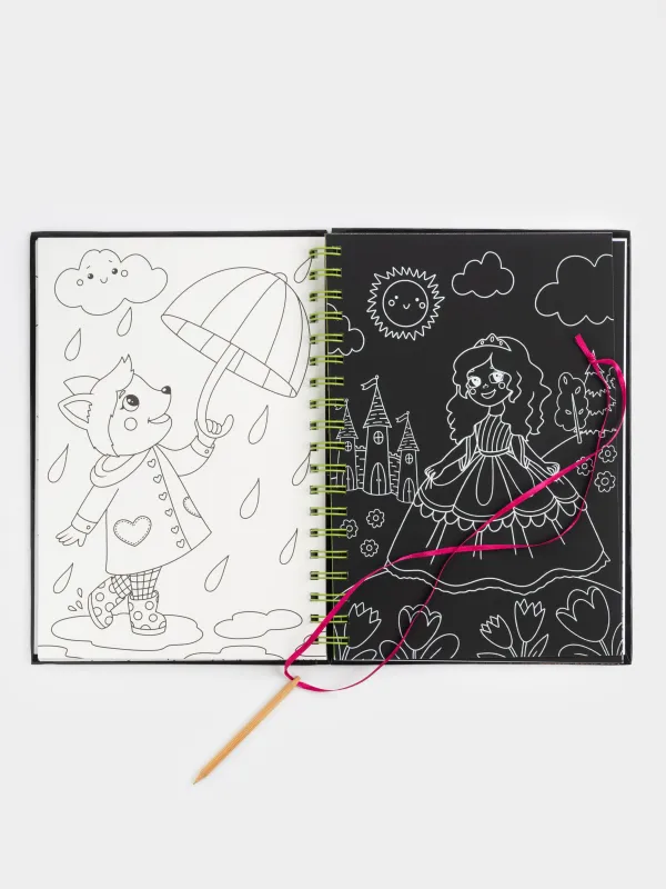 Альбом для раскрашивания, 19х26 см, 24 листа, на кольцах, с карандашом, Единорог, Unicorn, image-1