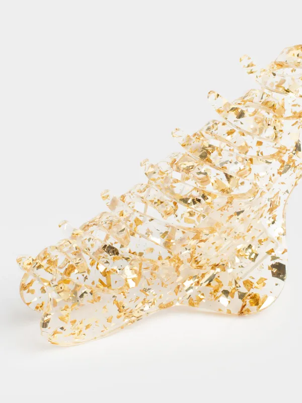 Заколка для волос, 10 см, пластик, золотистая, Крабик, Glam, image-4