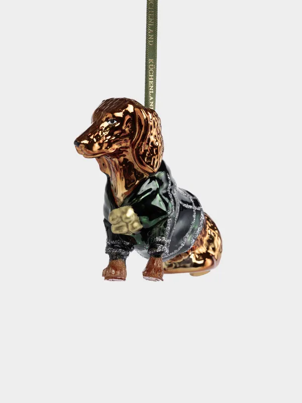 Игрушка елочная, 11х9 см, Такса в рубашке, Figure christmas, image-1