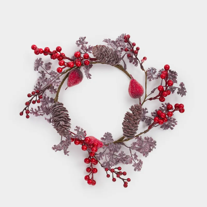Венок декоративный, 15/27 см, пенопласт/пластик, Красные ягоды, Red berry