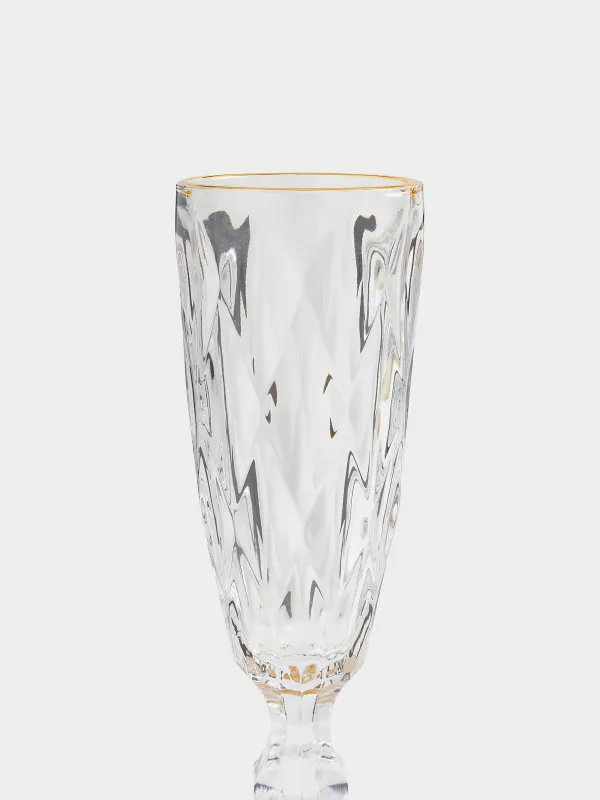 Бокал-кубок для шампанского, с золотистым кантом, Rhomb gold, image-2