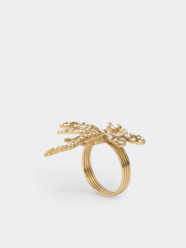 Кольцо для салфеток, 8 см, металл/стразы, Dragonfly, image-0