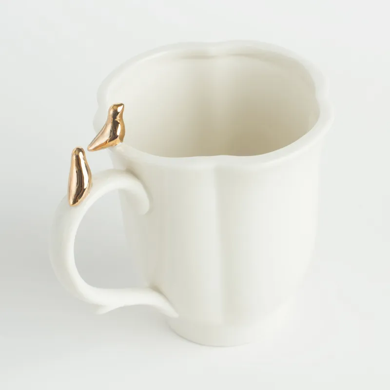 Кружка, 370 мл, фарфор P, молочная, Птицы на ручке, Paradise garden, image-1