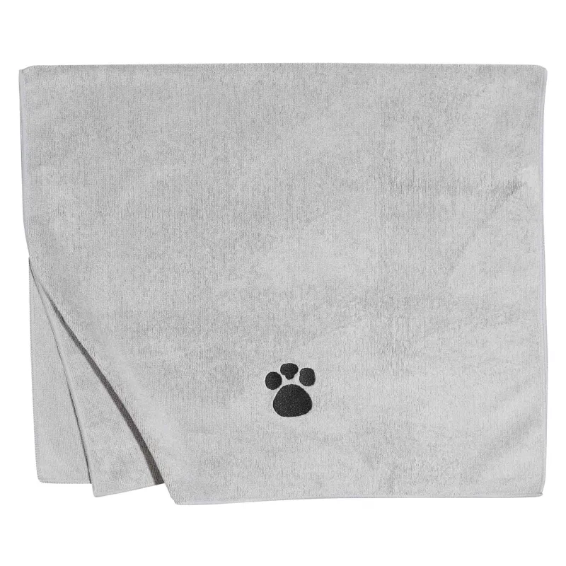 Полотенце для животных, 60х100 см, микрофибра, серое, Лапка, Clean pet, image-0