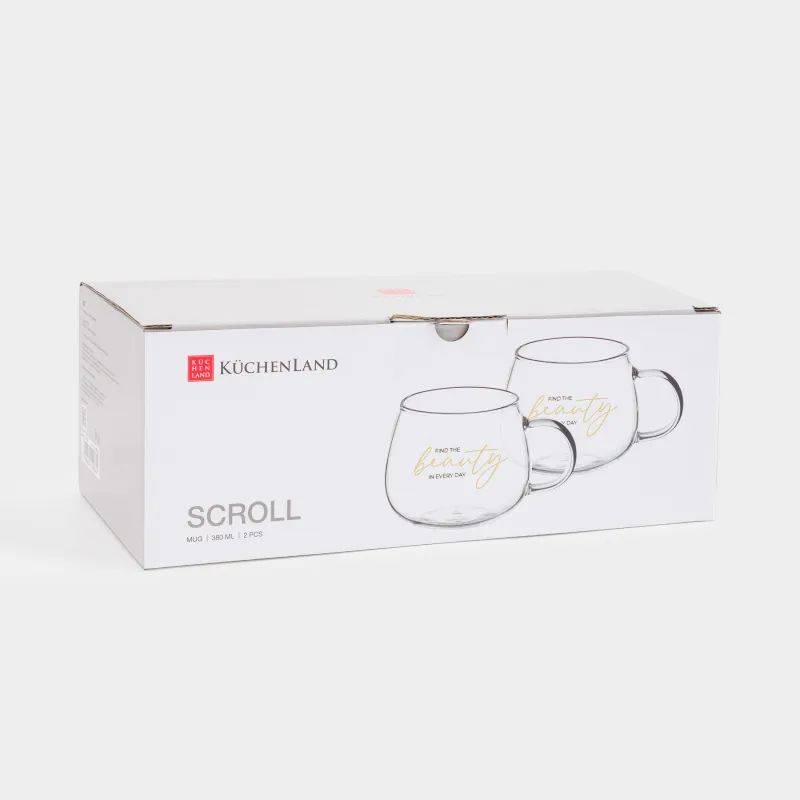 Кружка, 380 мл, 2 шт, стекло Б, Find the beauty, Scroll, image-5