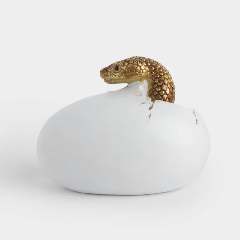 Статуэтка, 13 см, полирезин, молочно-золотистая, Змея, Snake gold, image-3