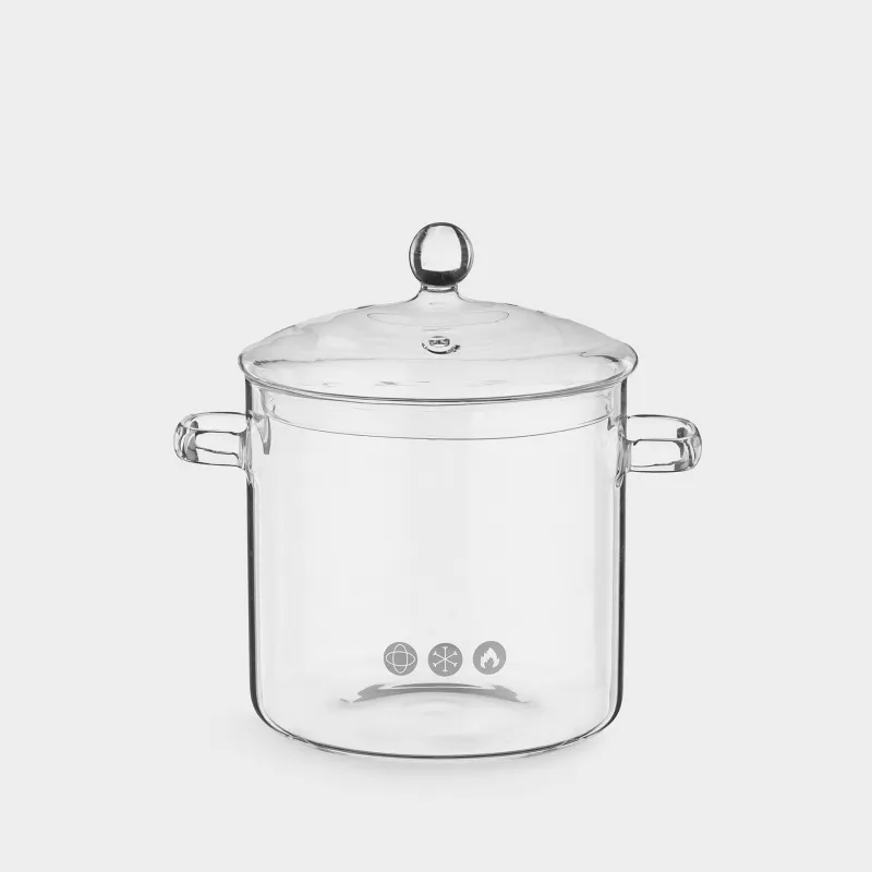 Кастрюля, 16 см, 2,5 л, с крышкой, стекло Б, Clear