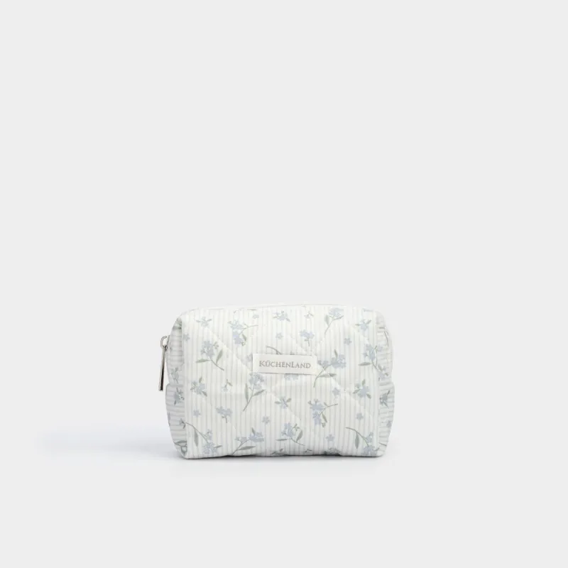 Косметичка, 15x10 см, стеганая, полиэстер, белая, Цветы, Stitch flowers
