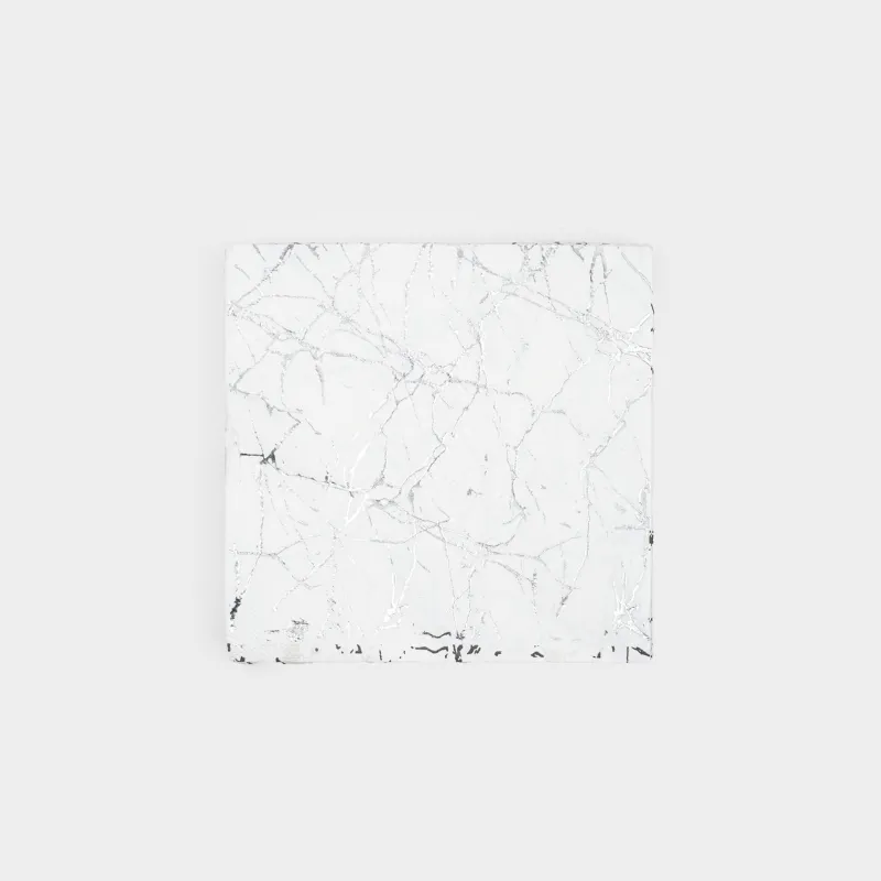Салфетки бумажные, 33х33 см, 20 шт, квадратные, белые, Серебристый мрамор, Maniera