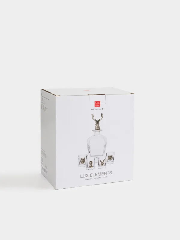 Набор для водки, графин со стопками, Лесные животные, Lux elements, image-4