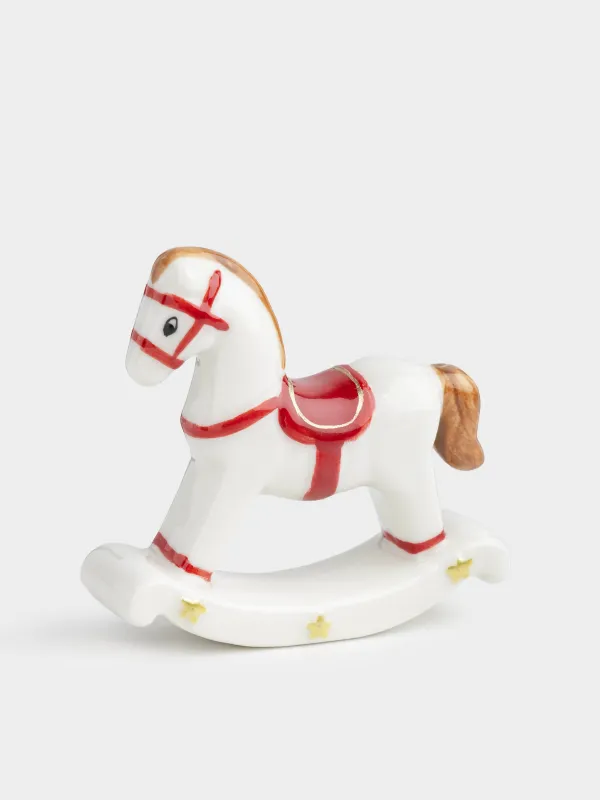 Статуэтка, 7 см, фарфор P, белая, Лошадка-качалка, Antique horse, image-2