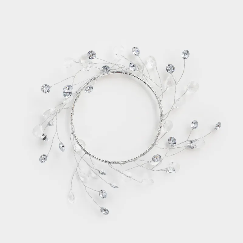 Венок для свечи, 10/16 см, акрил/металл, серебристый, Кристаллы, Crystal decor