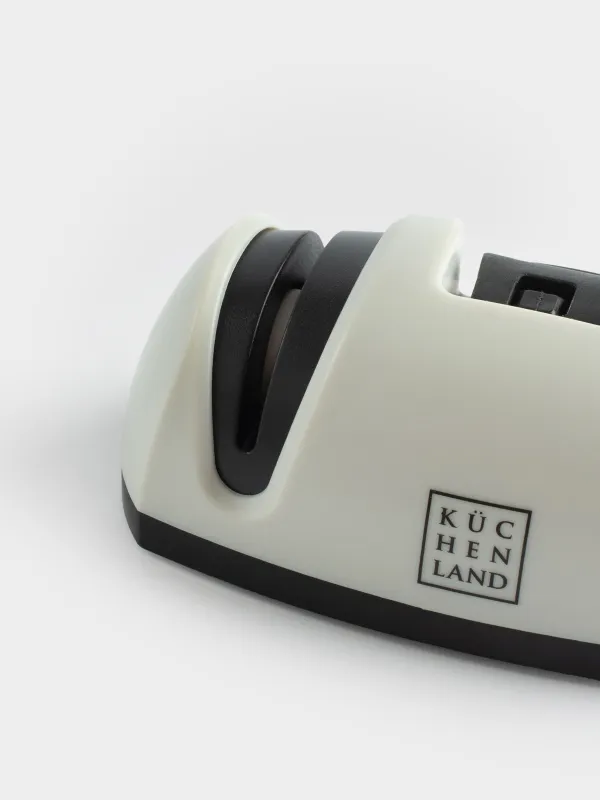 Точило для ножей, 11 см, два этапа заточки, пластик/керамика, черно-белое, Grinding, image-1