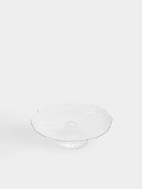 Блюдо на ножке, 27х12 см, стекло, с золотистым кантом, Berg, image-1