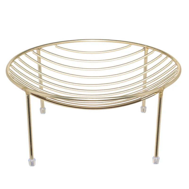 Корзина для фруктов, 26 см, на ножках, металл, золотистая, Twist gold, image-1