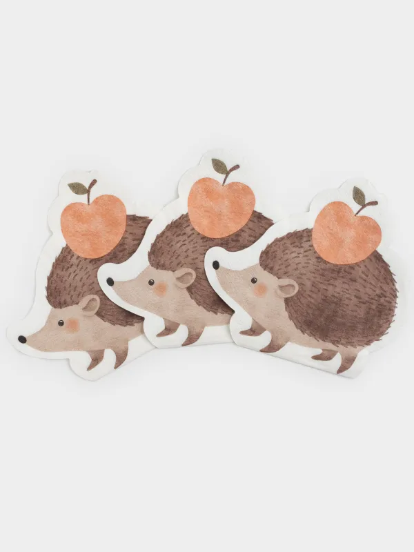 Салфетки бумажные, 30х32 см, 20 шт, фигурные, коричневые, Ежик, Forest animals, image-2