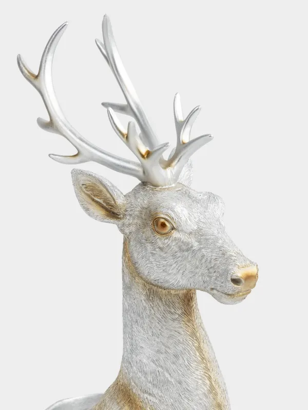 Подставка для бутылки, 12х33 см, полирезин, серебристая, Олень, Arctic deer, image-1