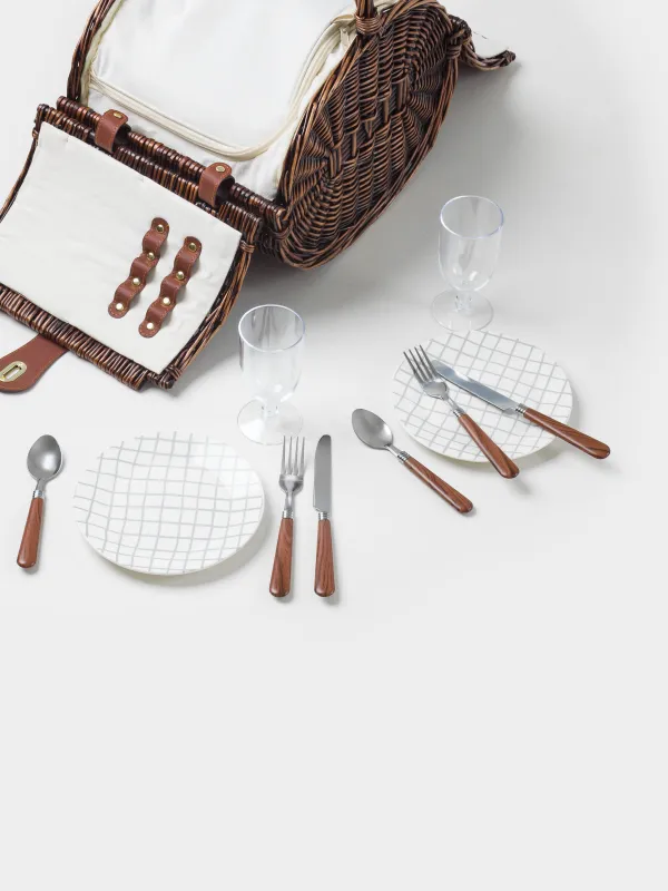 Корзина для пикника, 36х28 см, 2 перс, 10 пр, лоза, круглая, коричневая, Picnic, image-3