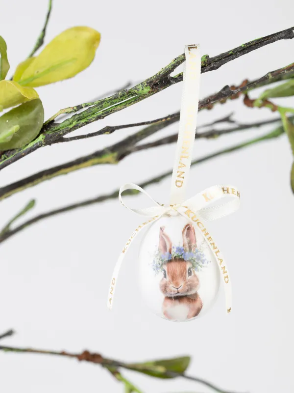Подвеска, пасхальное яйцо, 4 см, пенопласт, Кролик с венком, Easter, image-2