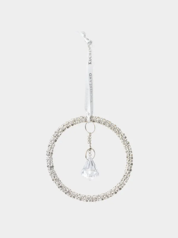 Игрушка елочная, 8 см, акрил/металл, серебристая, Подвеска с кристаллом, Ice crystal, image-1