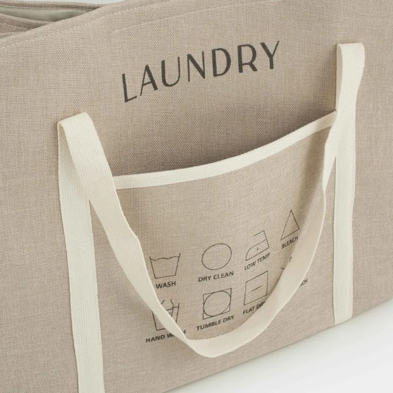 Сумка для хранения белья, 56x29 см, с ручками, полиэстер, прямоугольная, бежевая, Laundry, image-6