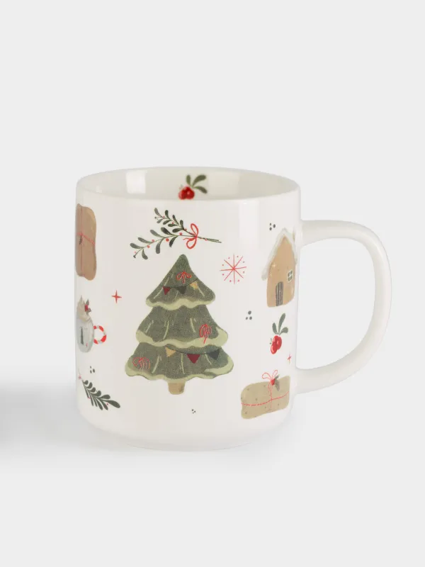 Кружка, 430 мл, фарфор N, белая, Праздничное настроение, Holiday mood, image-0