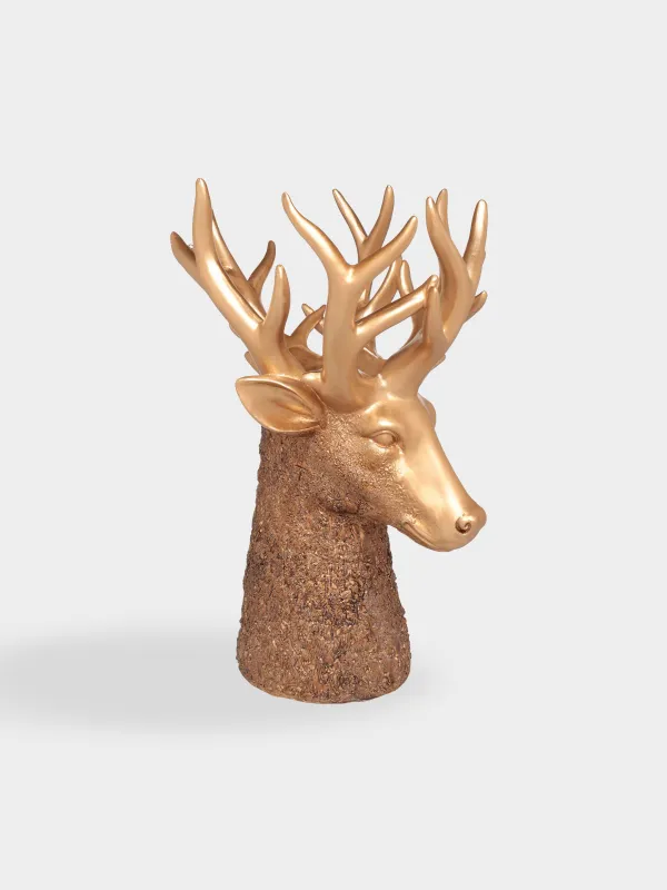 Ваза декоративная, 40 см, Голова оленя, Deer gold, image-1