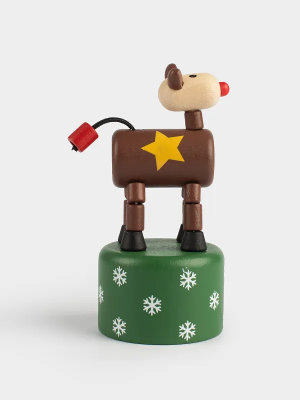 Игрушка, 10x5 см, дергунчик, дерево, коричневая, Собака, Dog, image-2