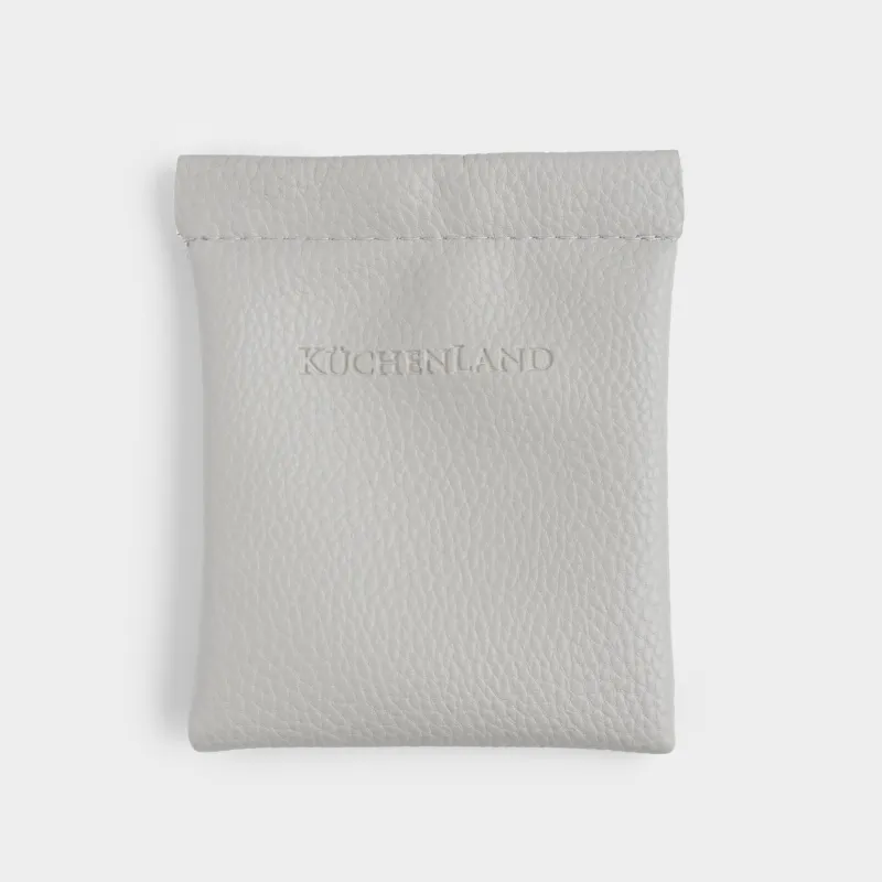 Косметичка, 10х12 см, на клипсе, полиуретан, серая, Memo