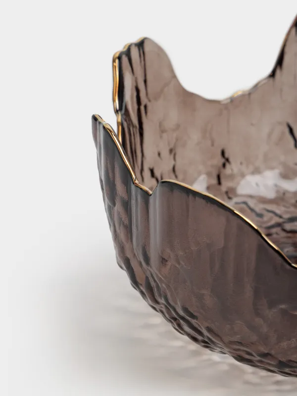 Салатник, 20х9 см, 1,1 л, стекло, коричневый, с золотистым кантом, Nautilus color, image-2