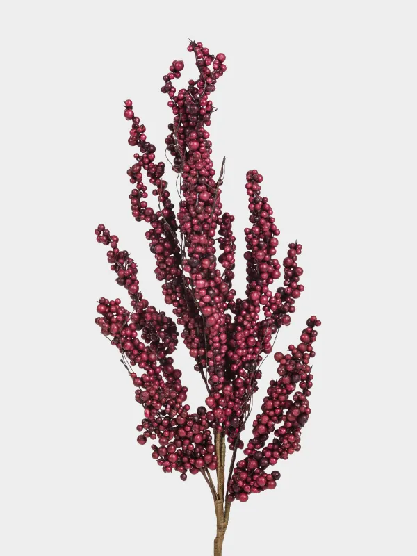Ветка декоративная, 92 см, пенопласт/бумага, Бордовые ягоды, Bordo berry, image-1