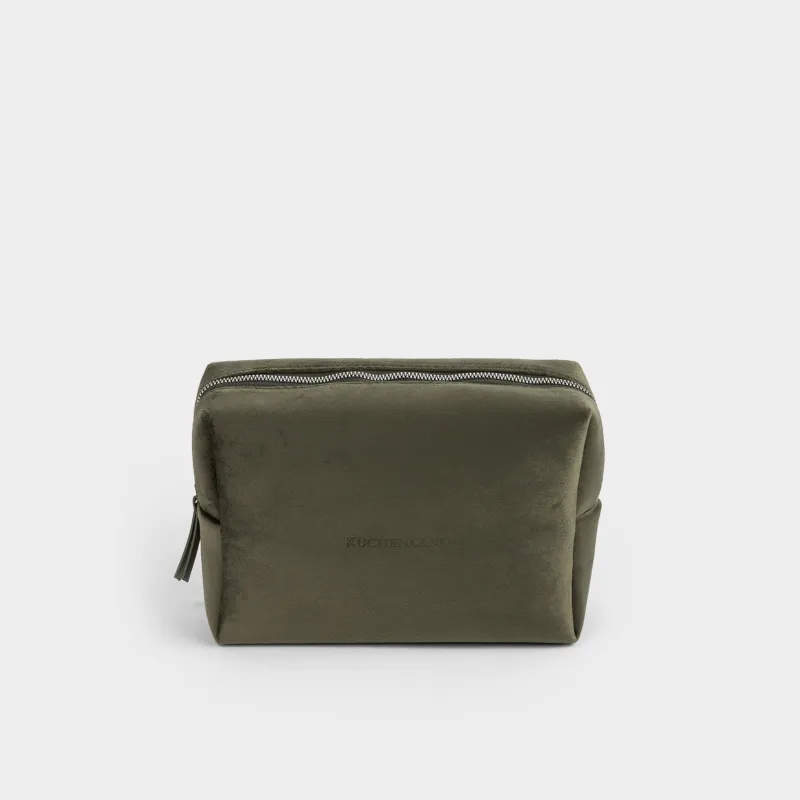 Косметичка, 25х17 см, вельвет, зеленая, Velvety