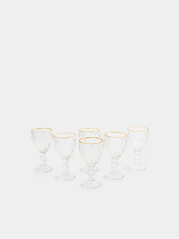 Рюмка, 6 шт, с золотистым кантом, Rhomb gold, image-0