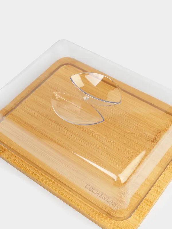 Блюдо с крышкой, 23x17 см, бамбук/пластик, прямоугольное, Bamboo, image-2