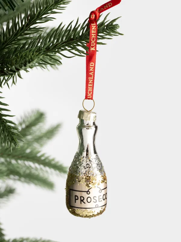 Игрушка елочная, 7 см, стекло, с блестками, золотисто-серебристая, Просекко, Figure sparkle, image-3