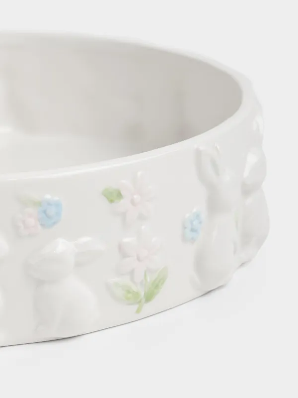 Блюдо, 23х6 см, с бортами, Кролики в цветах, Rabbit bloome, image-3