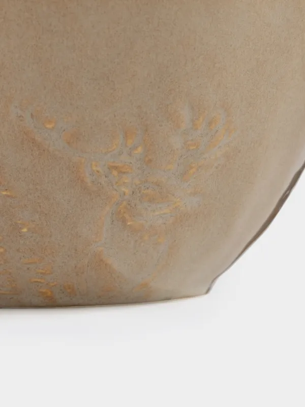 Салатник, 15x8 см, керамика, коричнево-бежевый, Олень в лесу, Snowy forest, image-3