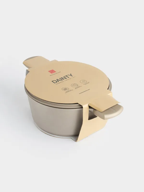 Кастрюля, 24 см, 4,2 л, с крышкой, с покрытием, алюминий, серо-бежевая, Dainty, image-2