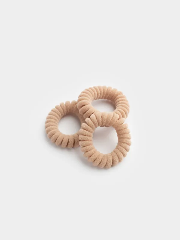 Резинка для волос, 4 см, 3 шт, полиэстер/ТПУ, бежевая, Спираль, Helix, image-1