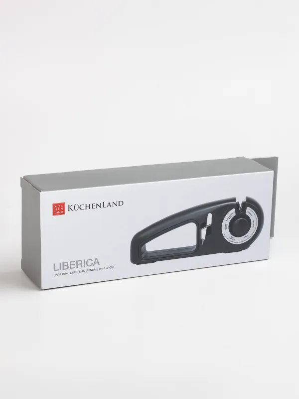 Точило для ножей и ножниц, 24 см, 3 этапа/4 вида заточки, пластик/керамика, черное, Liberica, image-3