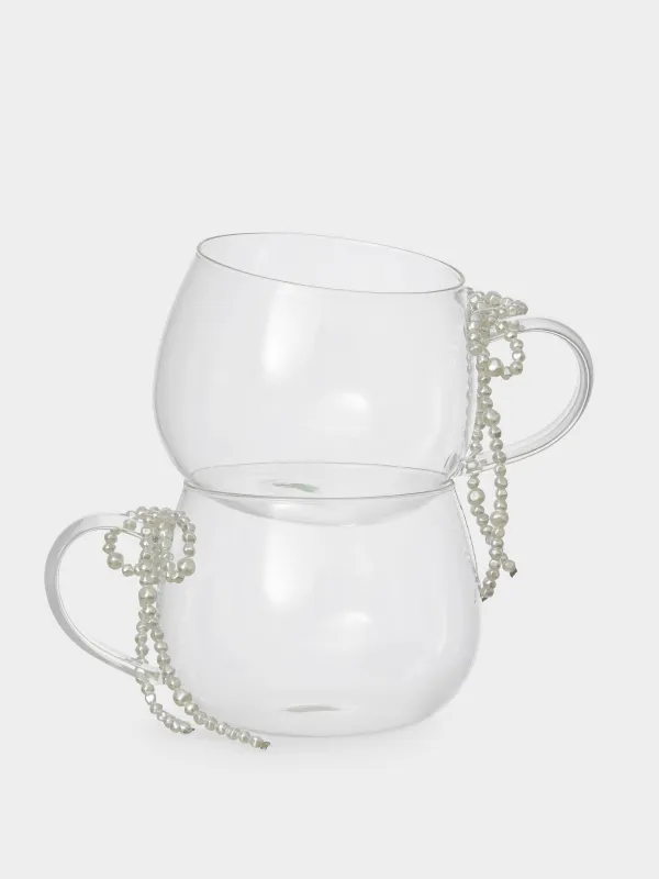 Кружка, 450 мл, 2 шт, стекло Б/пластик, Бант, Pearl Antarctica, image-0